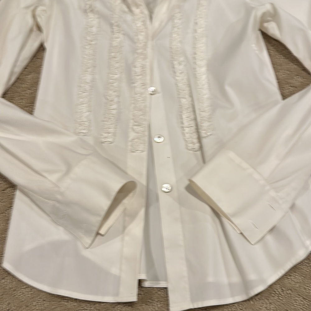 Theory Button Down Stretch Blouse With Ruffle Det… - image 4